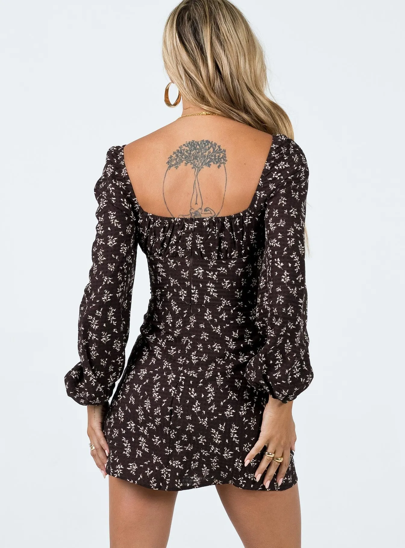 Lyndon Long Sleeve Mini Dress Brown