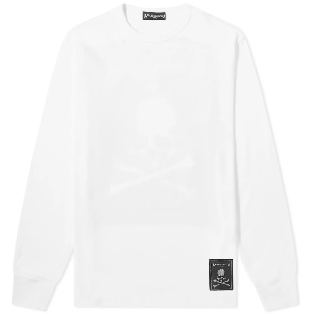 MASTERMIND WORLD Label Logo Long Sleeve T-ShirtWhite