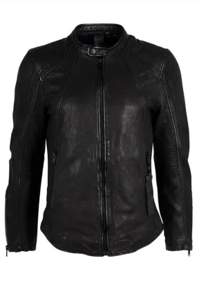 Men's black leather jacket in motorcycle style aigon