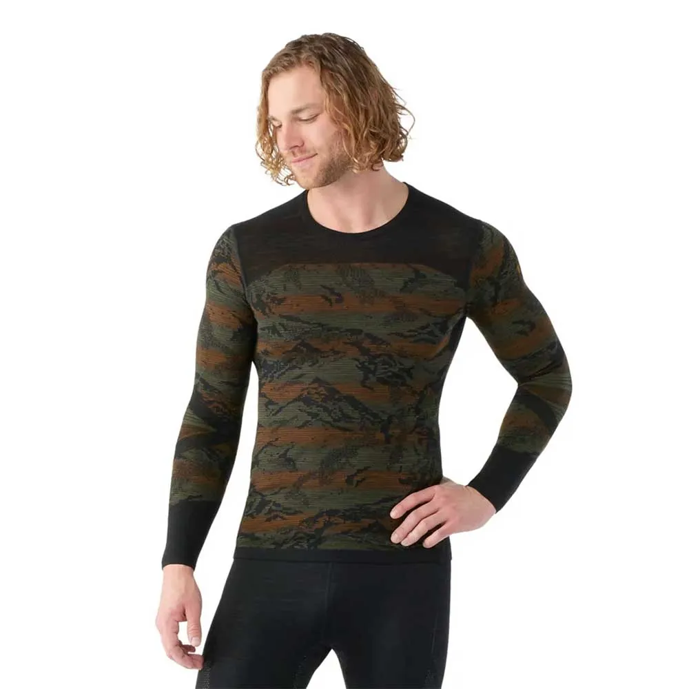 Men's Intraknit Thermal Merino Base Layer Pattern Crew - Winter Moss Mountain