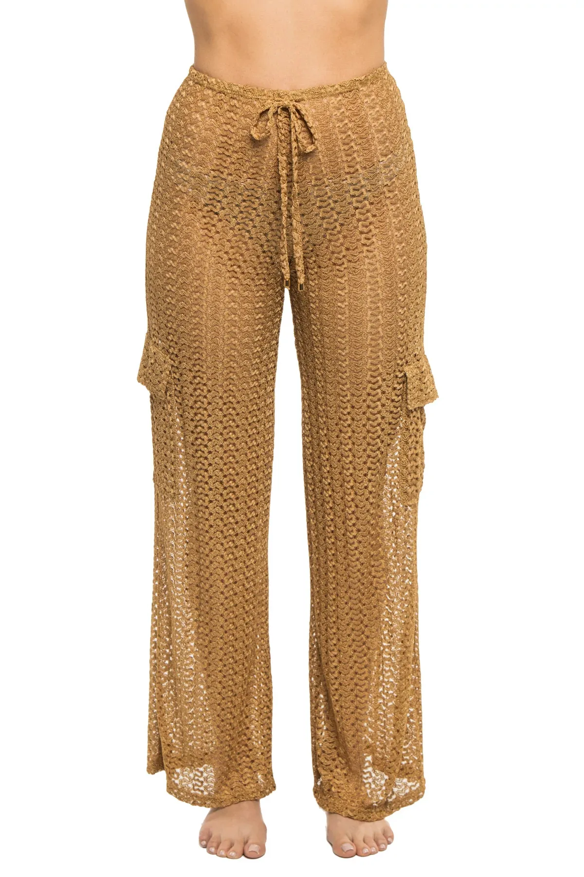 Metallic Crochet Cargo Pants