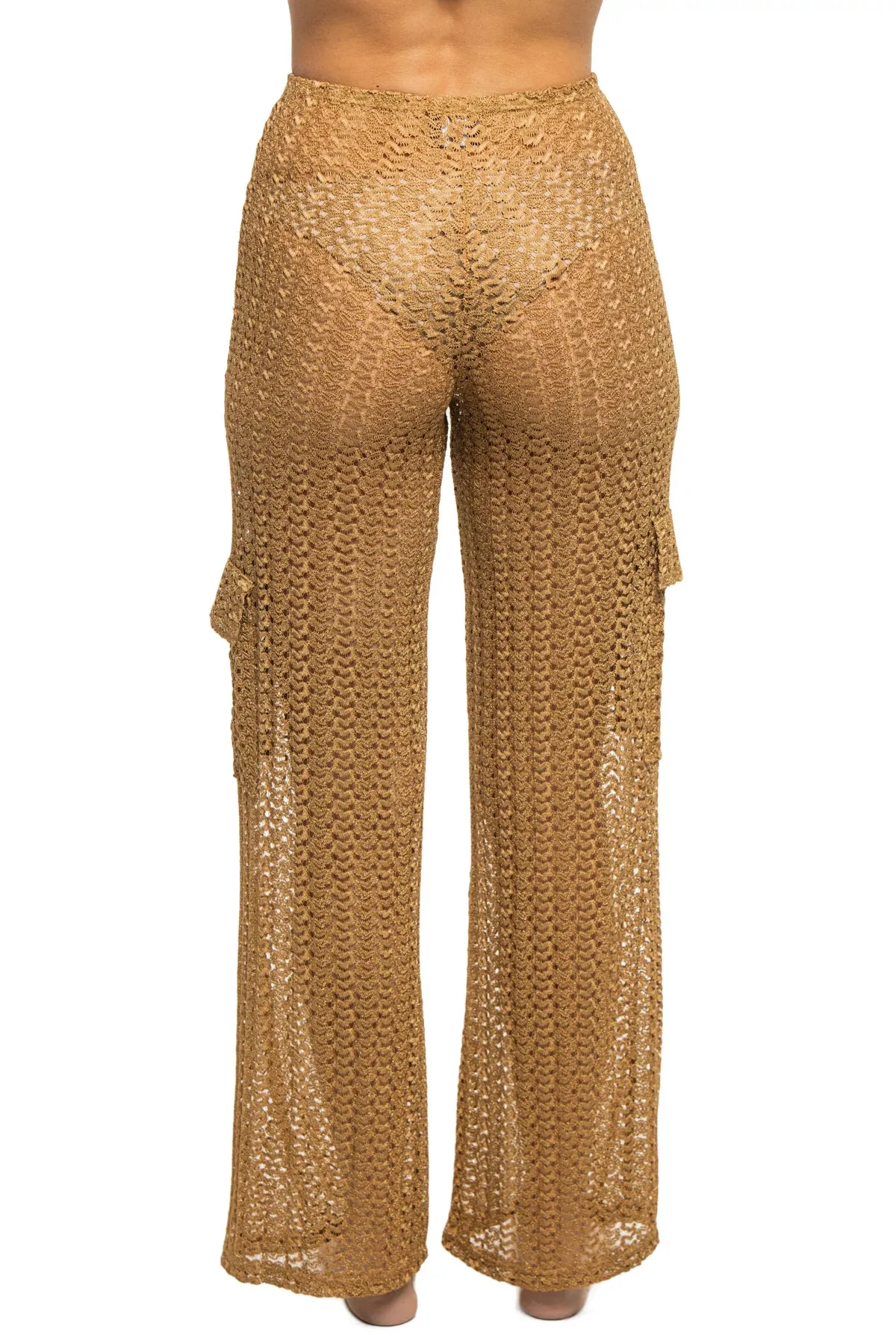 Metallic Crochet Cargo Pants