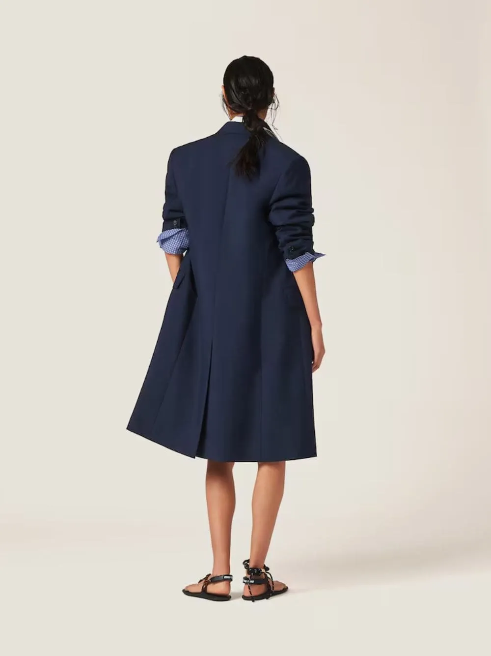 Navy Single-breasted Mohair Coat