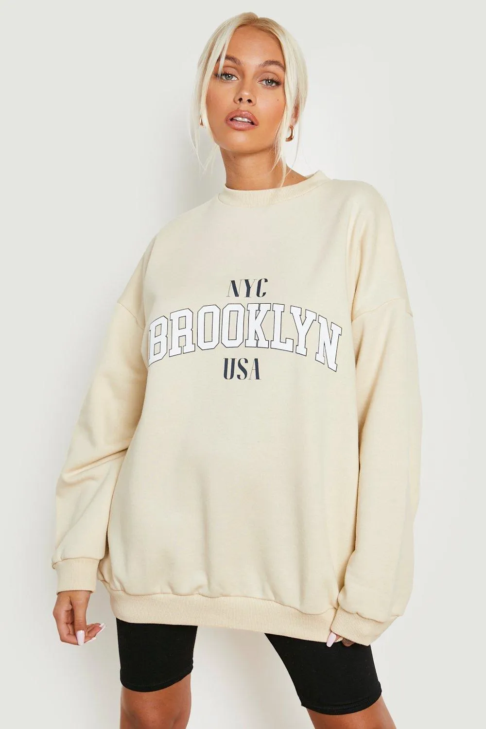 Nyc Brooklyn Printed Oversized Sweater