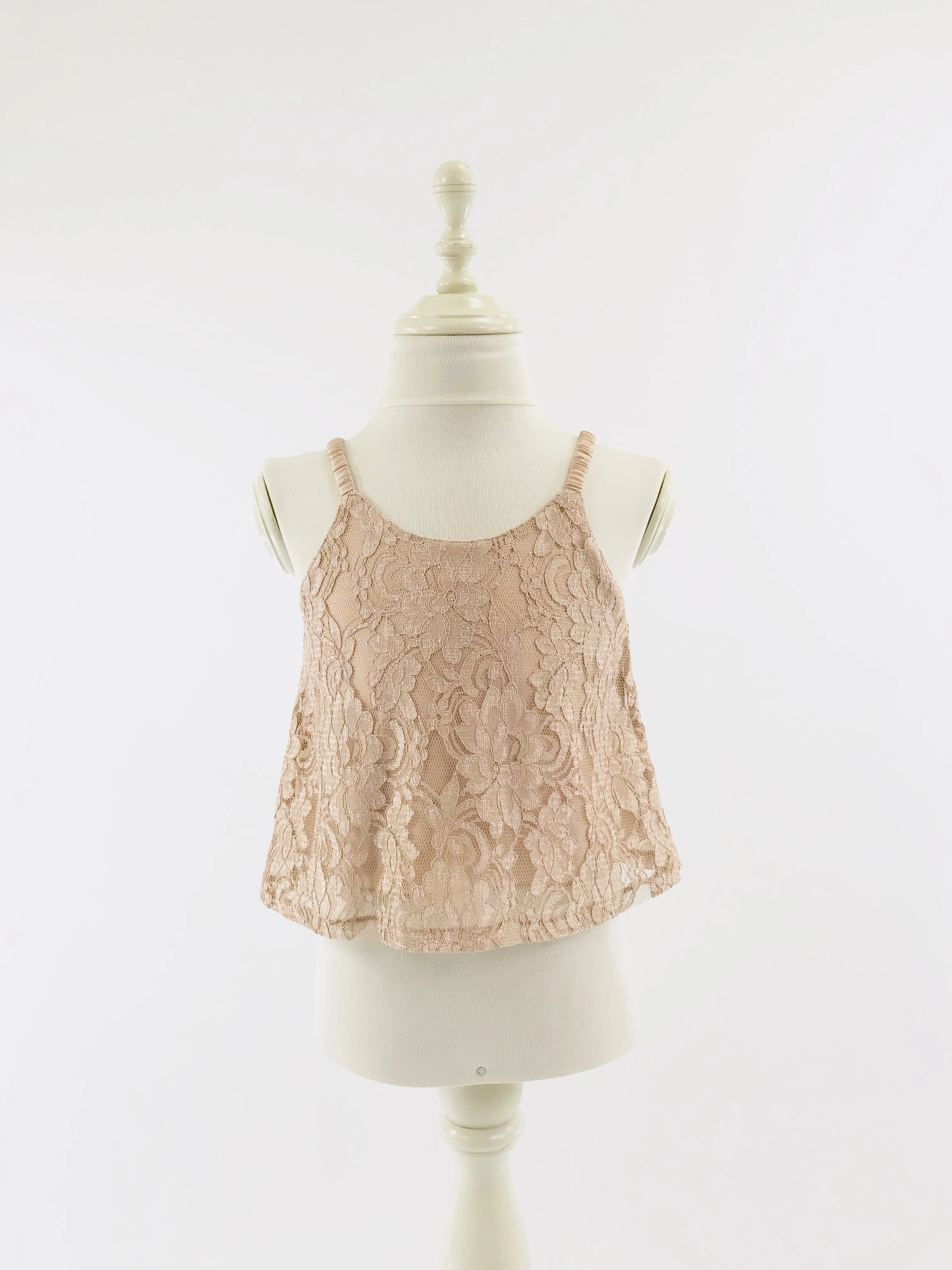 [OUTLET] DOLLY by Le Petit Tom  LACY SPAGHETTI TOP taupe