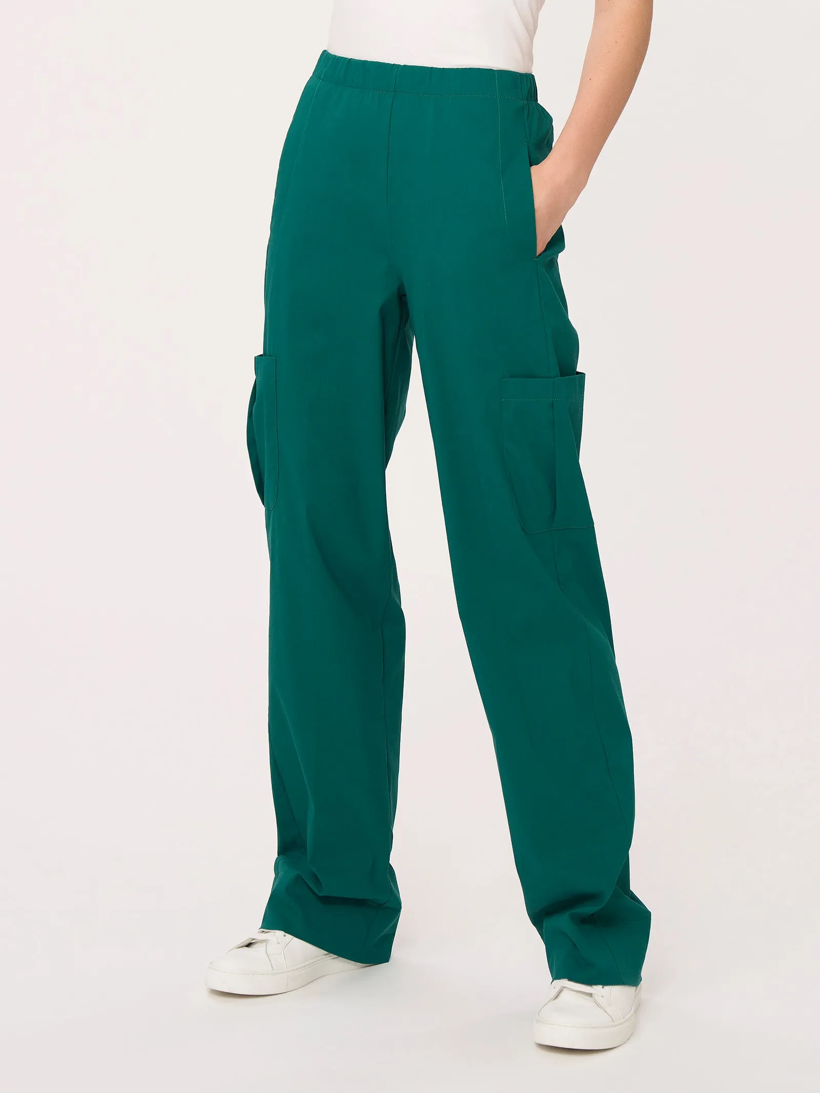 Pantalone ampio cargo in tessuto Super Fresh - Aventurine