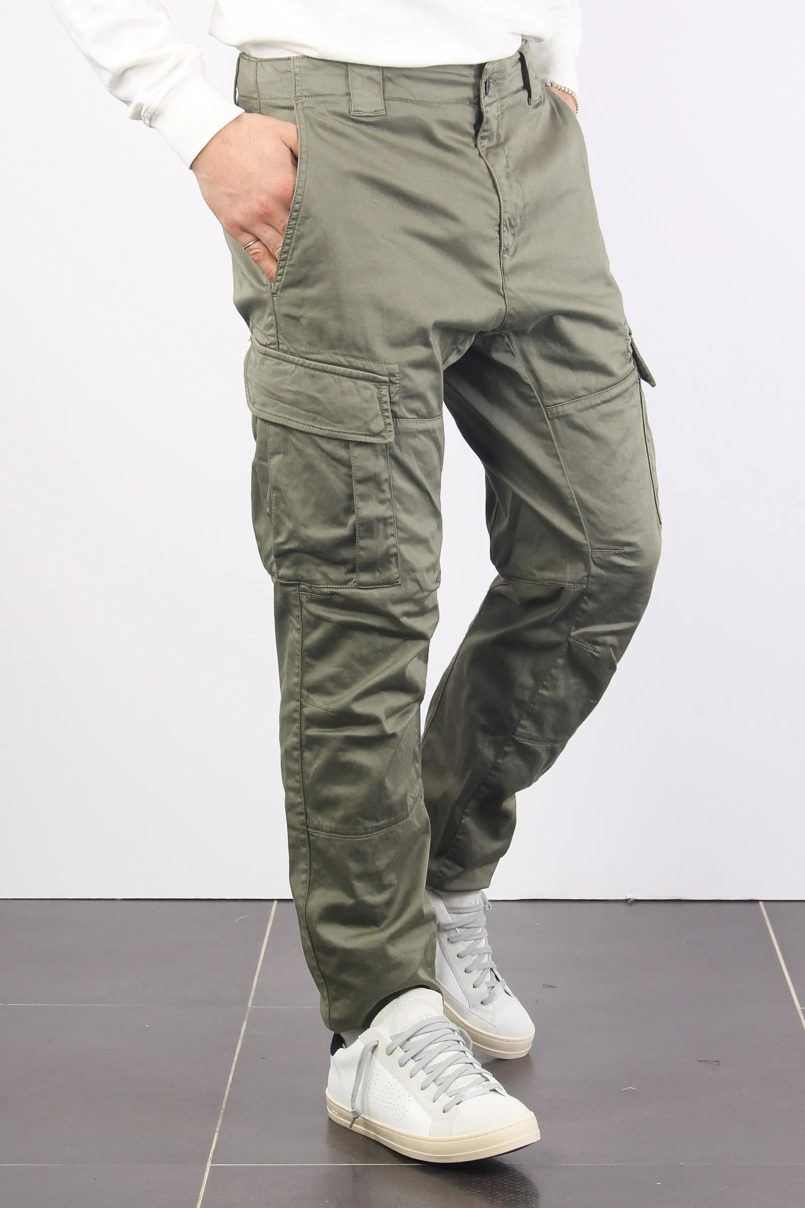 Pantalone Cargo Logo Agave Green