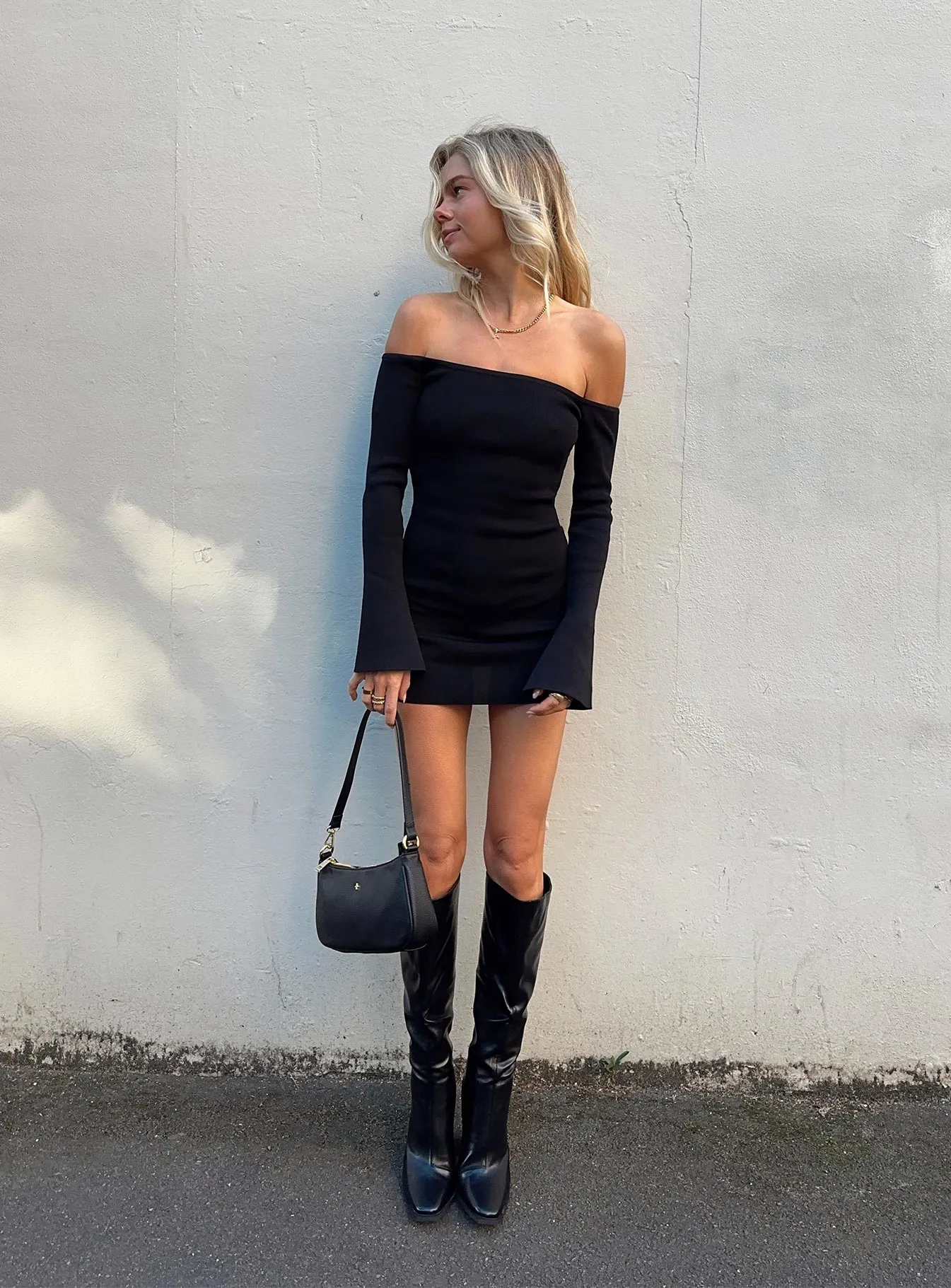 Parisa Long Sleeve Mini Dress Black