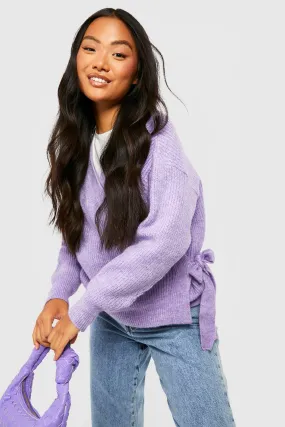 Petite Soft Brushed Knit Wrap Sweater