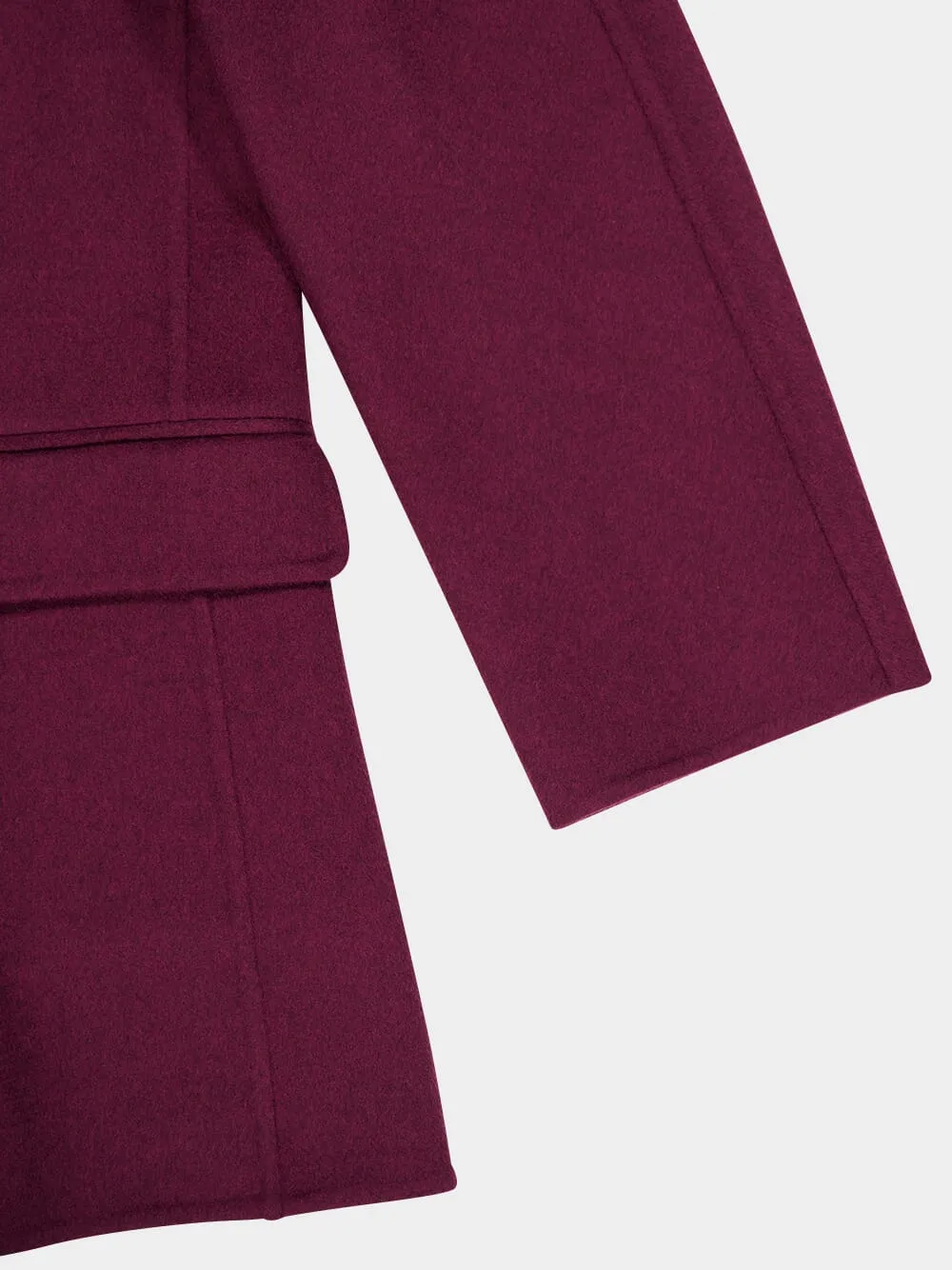 Plum Wool-Cashmere Belted Trench Coat