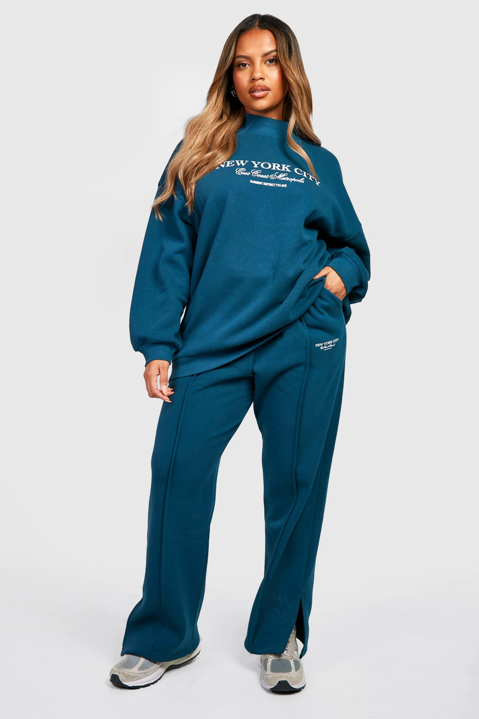 Plus Funnel Neck Sweater Tracksuit