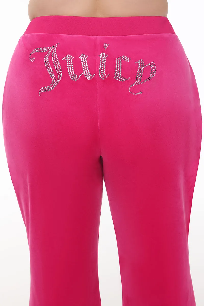 Plus-Size OG Big Bling Velour Track Pants