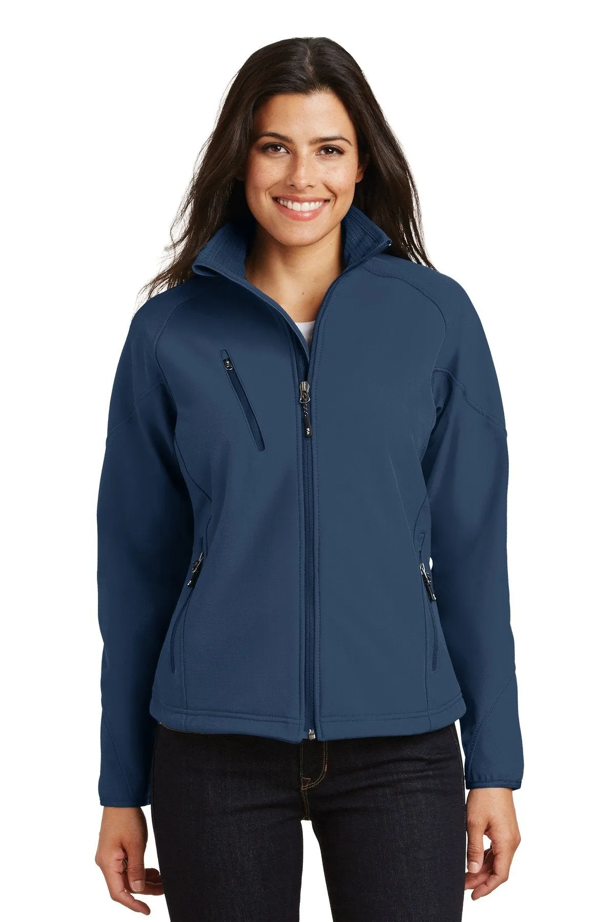 Port Authority Ladies Textured Soft Shell Jacket L705 Insignia Blue