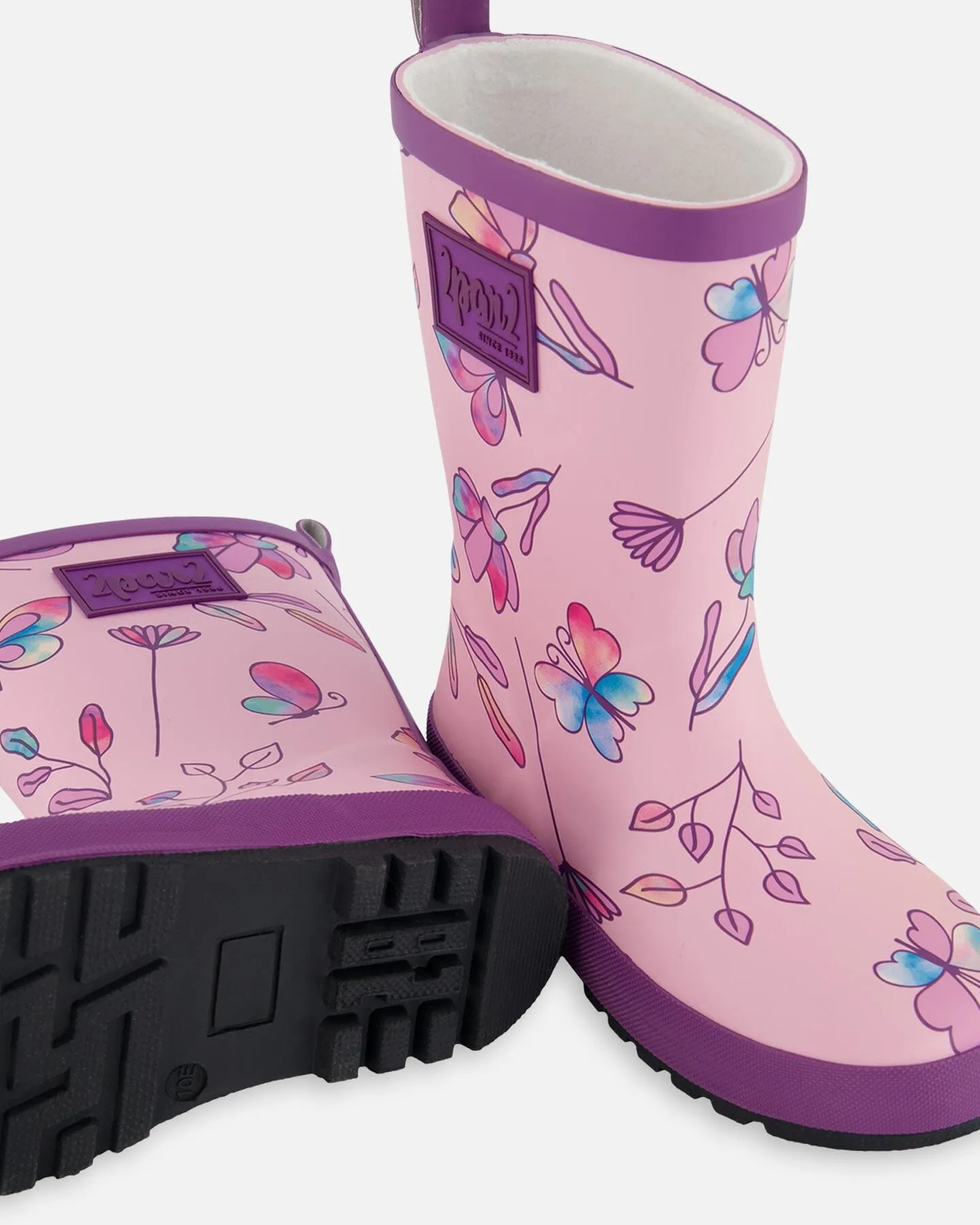 Printed Rain Boots Lilac And Multicolored Butterfly