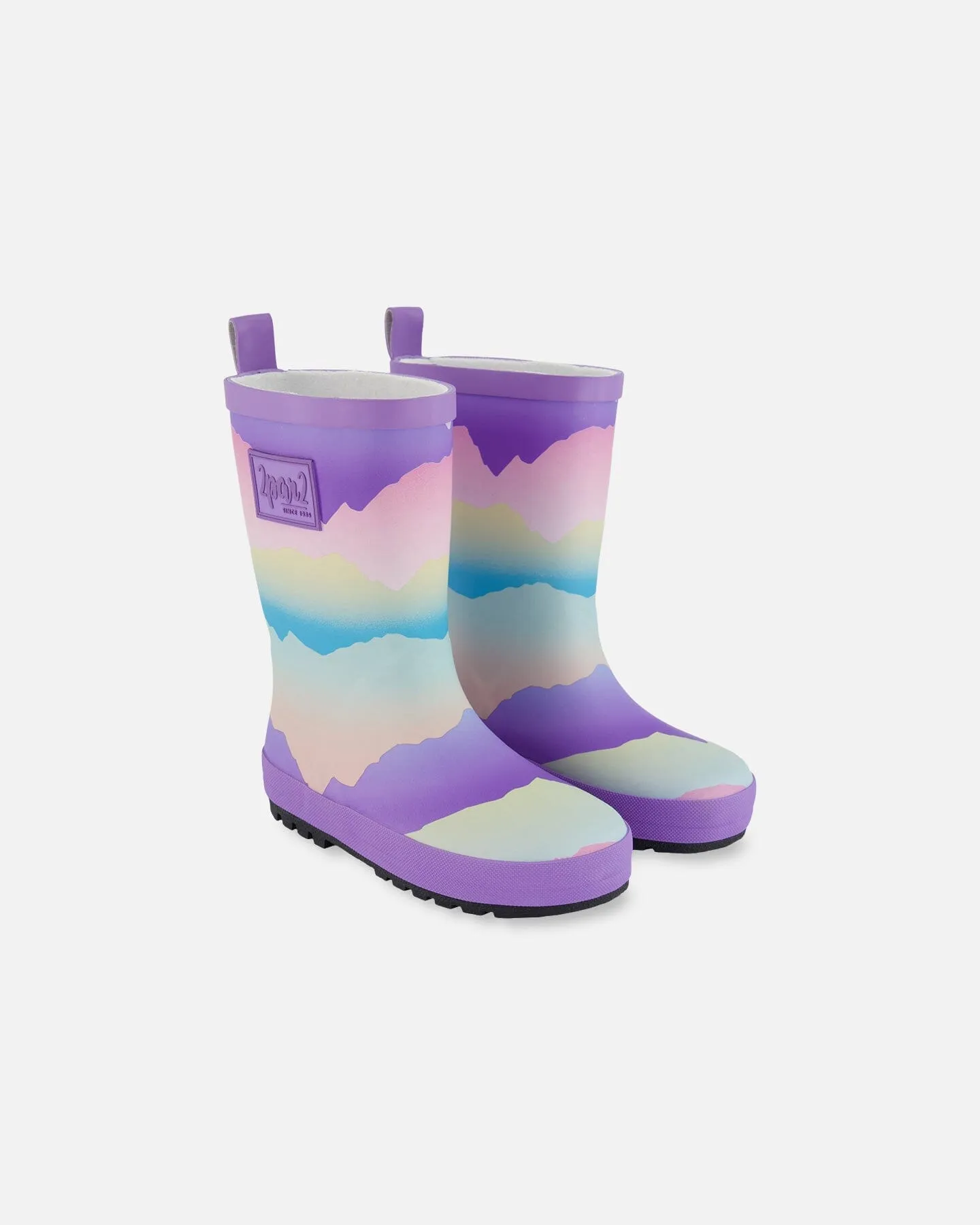 Printed Rain Boots Mauve And Blue, Pink Mountain