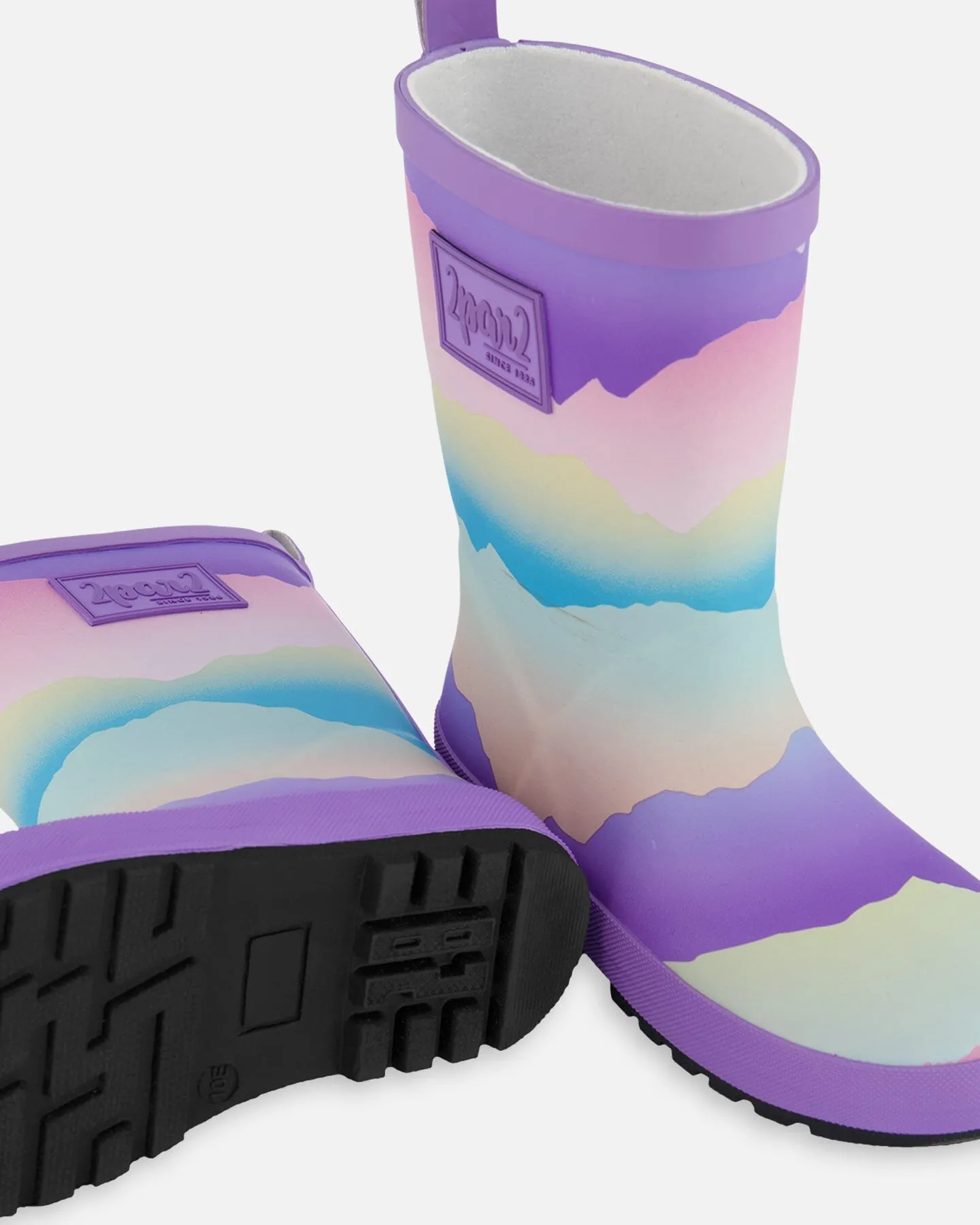 Printed Rain Boots Mauve And Blue, Pink Mountain