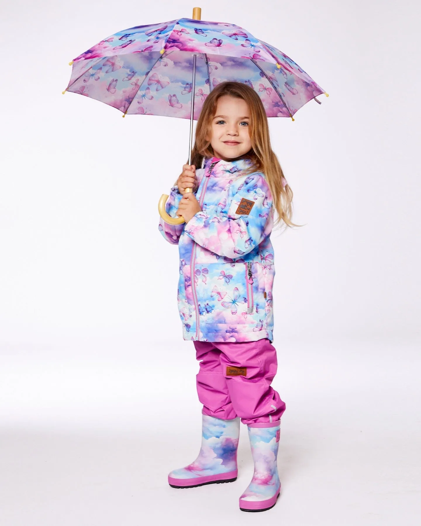 Printed Rain Boots Multicolored And Vibrant Pink Background