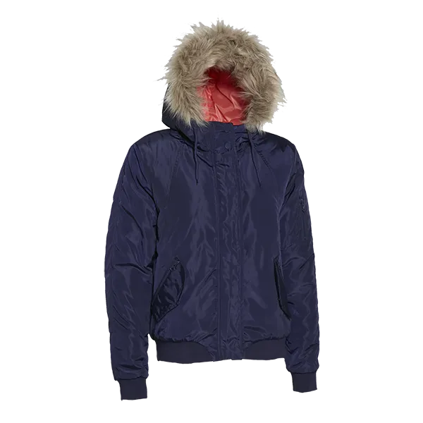 Puffer Jacket With Faux Fur Trim