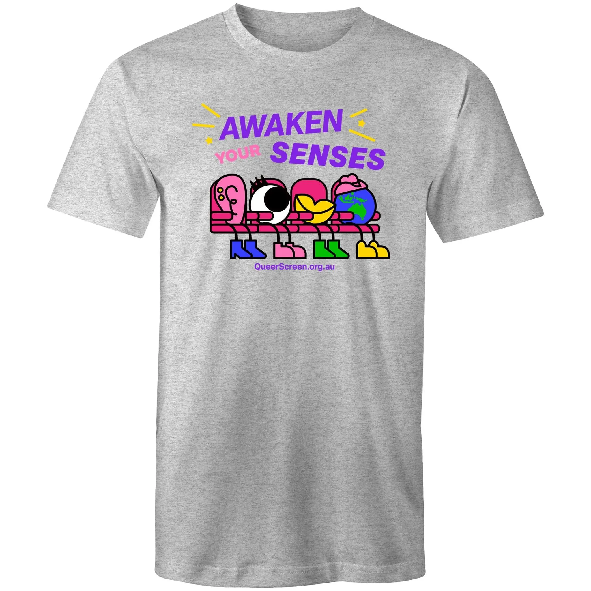 Queer Screen Awaken Your Senses T-Shirt Unisex (LG168) - Grey Marle Colour - 5XL Size