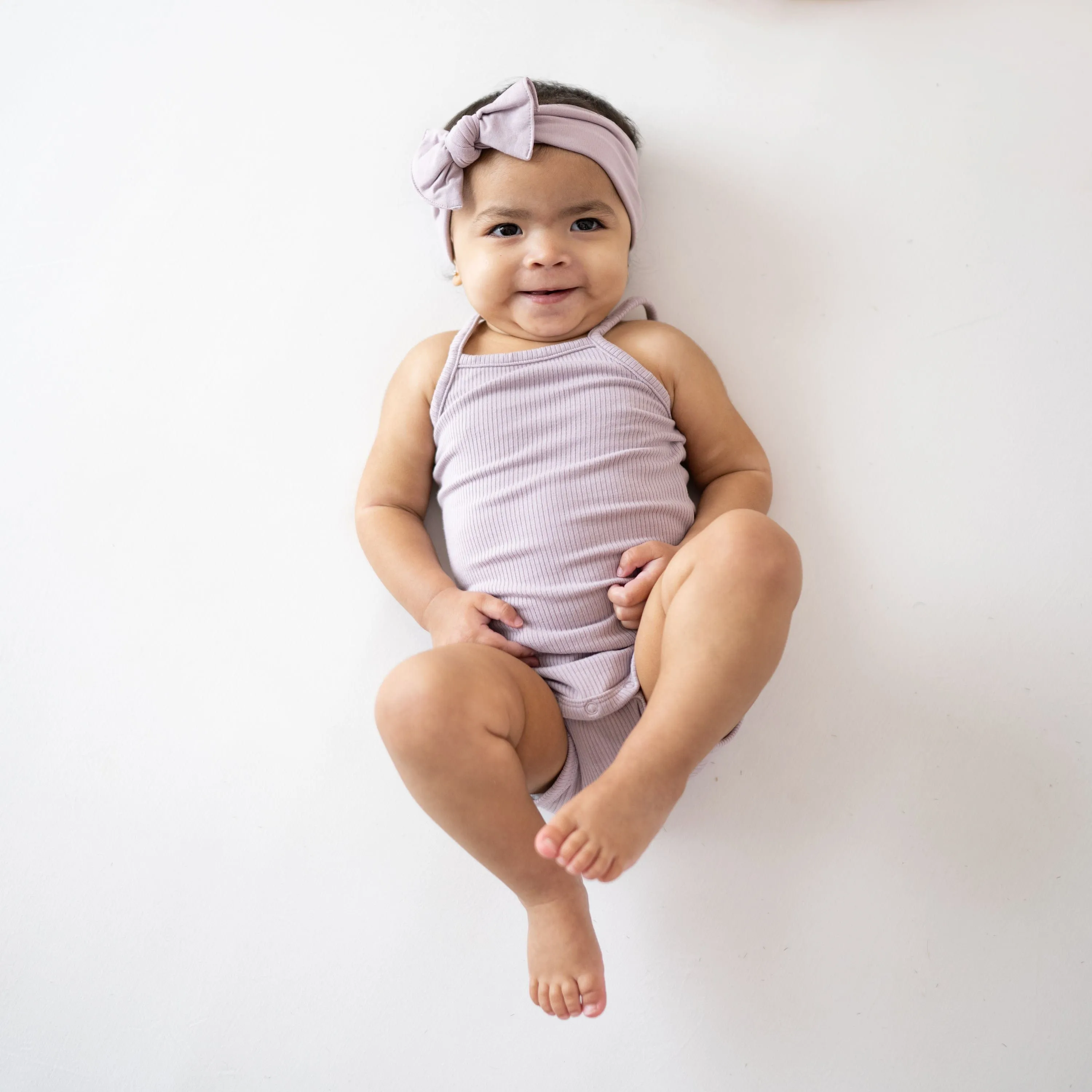 Ribbed Spaghetti Strap Bodysuit in Wisteria