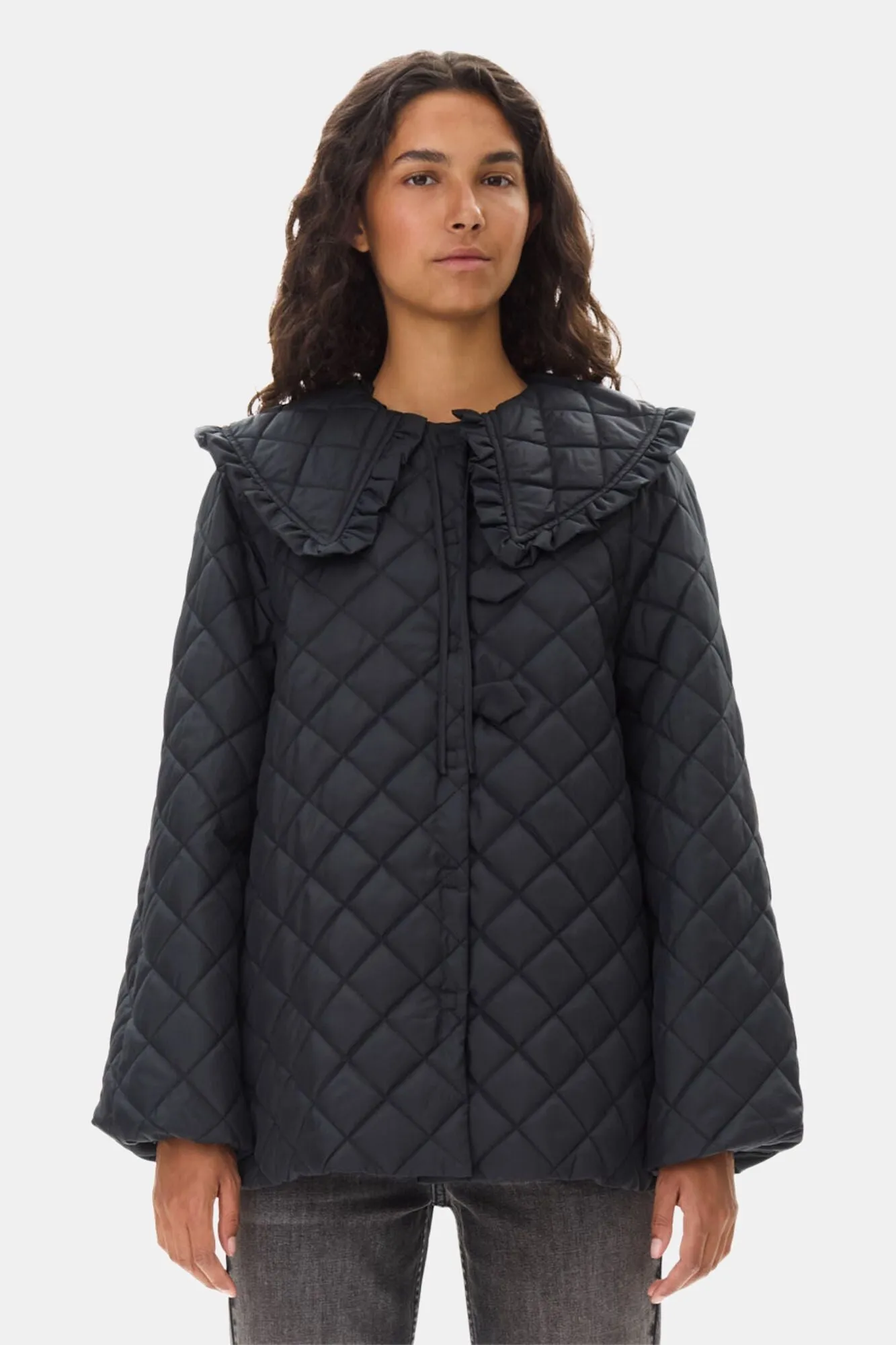 RIPSTOP QUILT SHORT COAT BLACK - GANNI