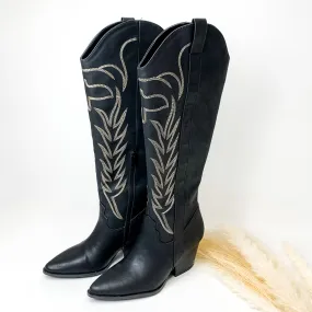 Rodeo Ready Knee High Western Stitch Boots in Black