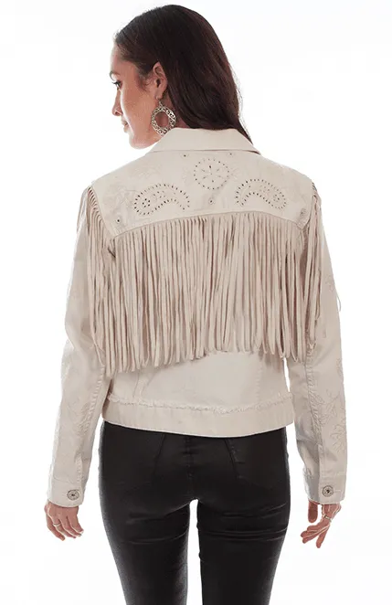 Scully Honey Creek Women's Off-White Denim Fringe Jacket HC687