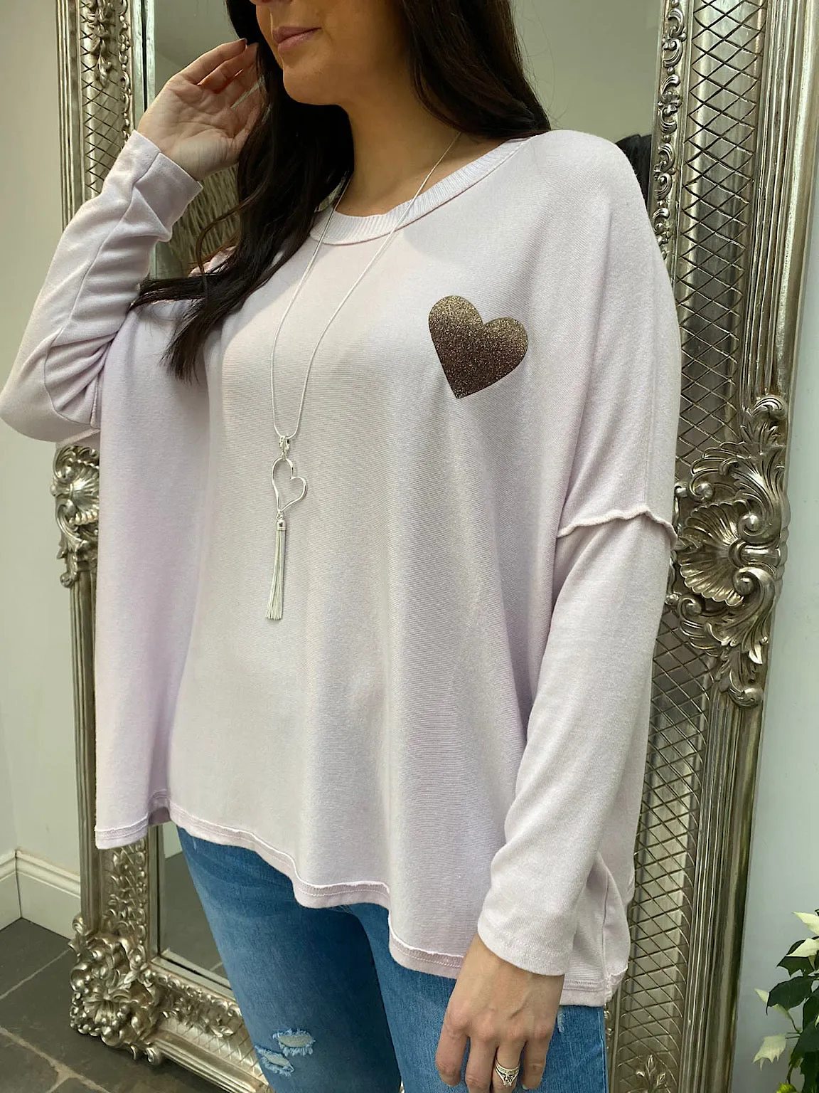 Shimmer Heart Long Sleeve Top Penelope