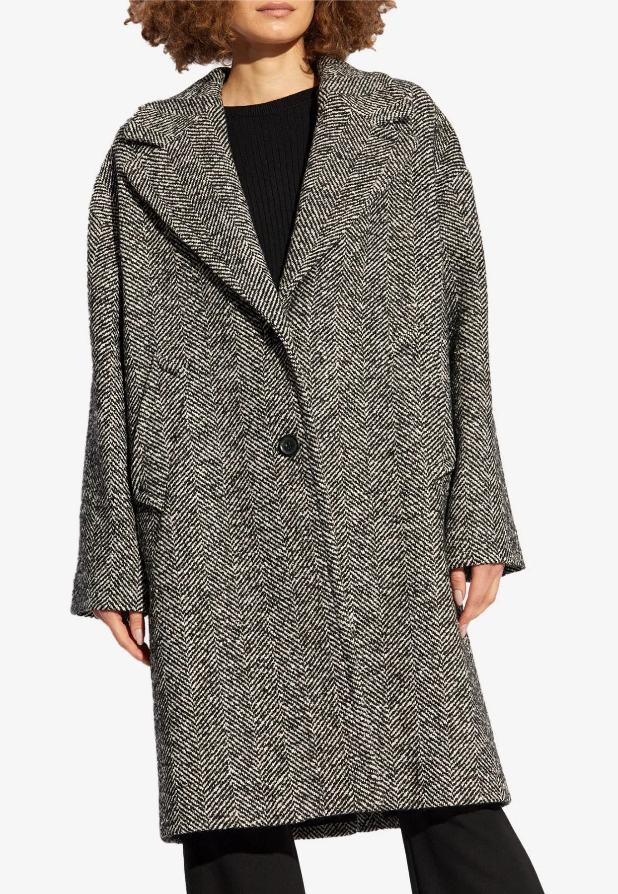 Single-Breasted Herringbone Coat