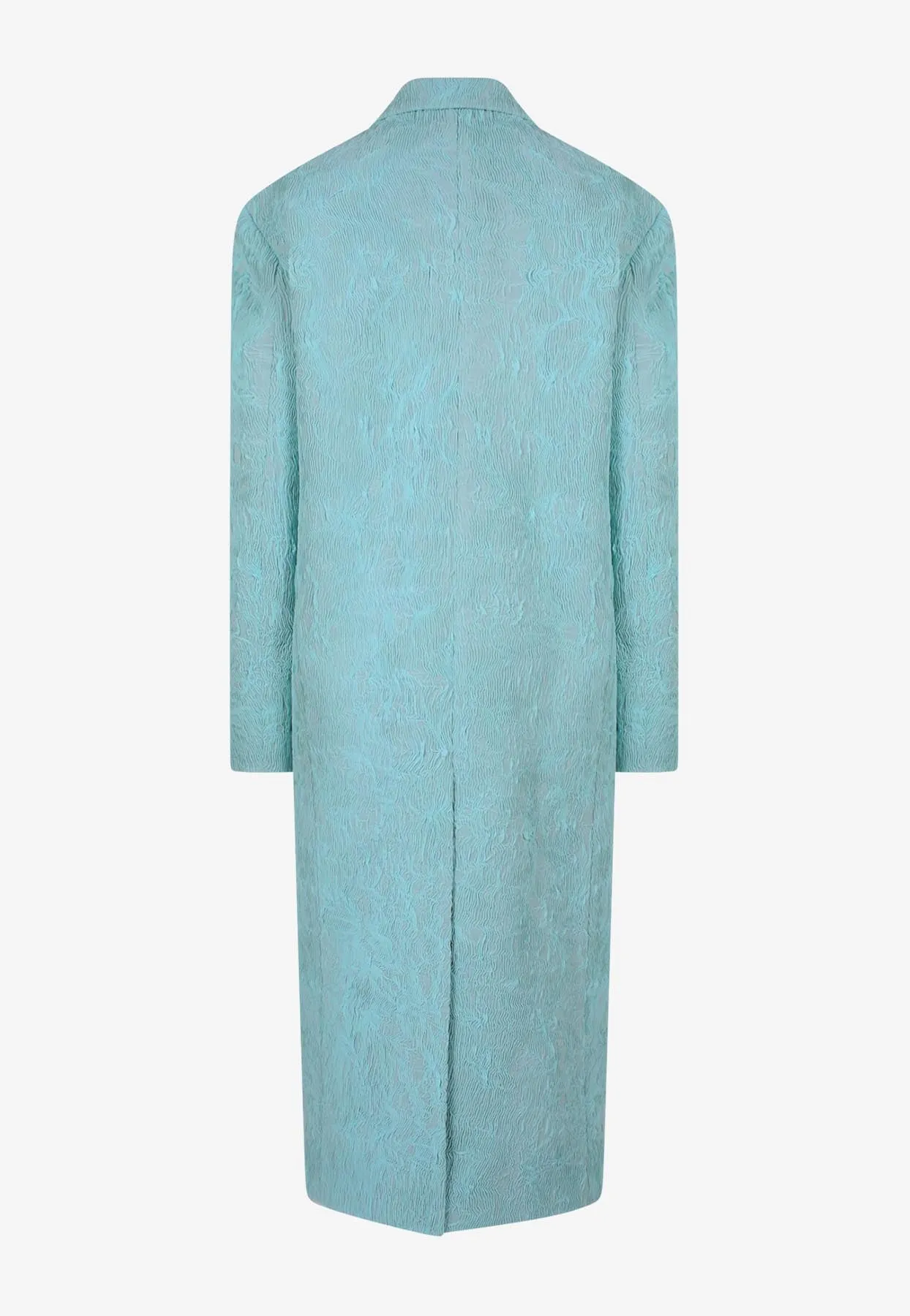 Single-Breasted Textured Long Coat