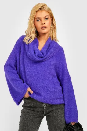 Slouchy Oversized Fluffy Turtleneck Sweater