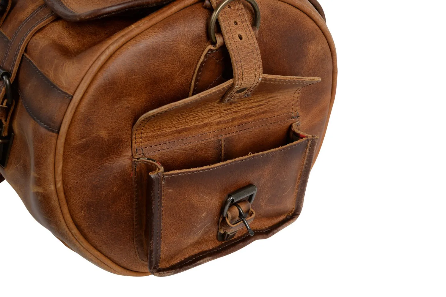 STS Ranchwear Mens Tucson Round Rich Tan Leather Duffel Bag