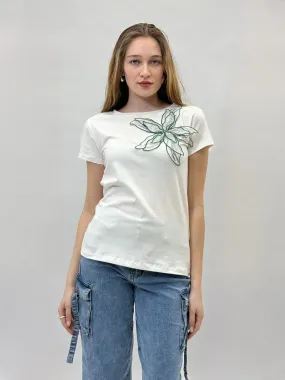 T-shirt con decorazione fiore