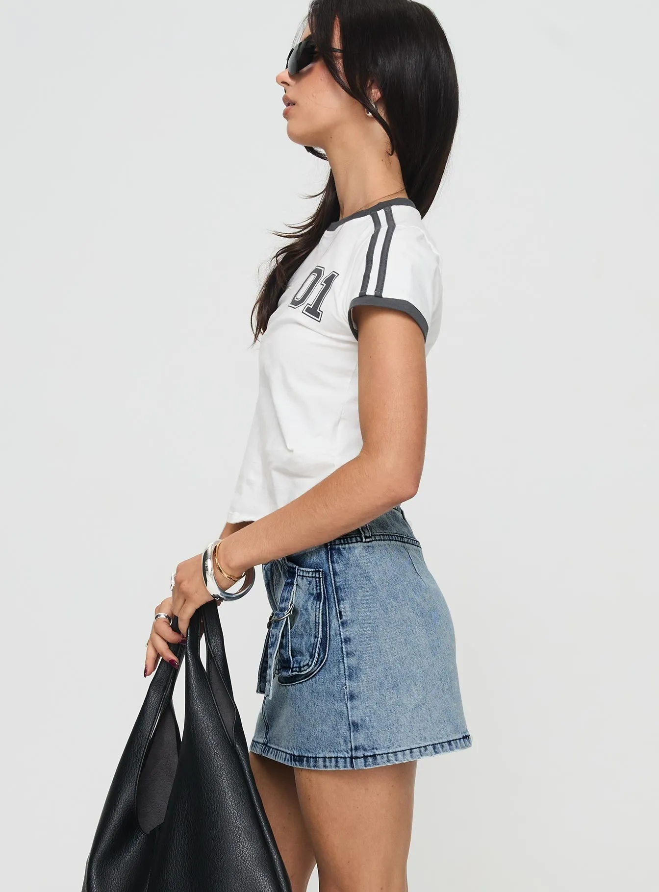 Take Time Denim Mini Skirt Mid Wash