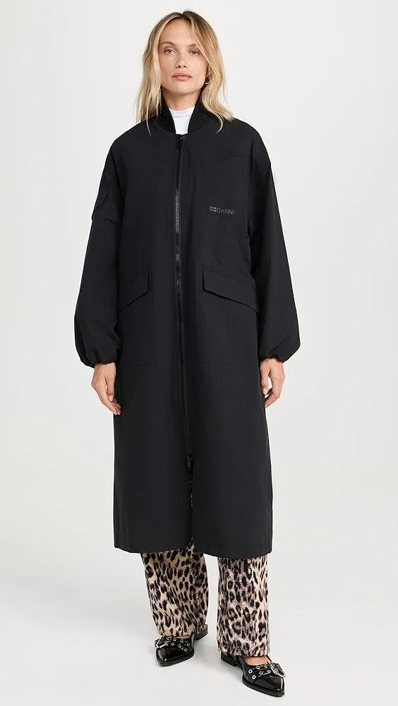 TECH SEERSUCKER OVERSIZED SHELL COAT - GANNI