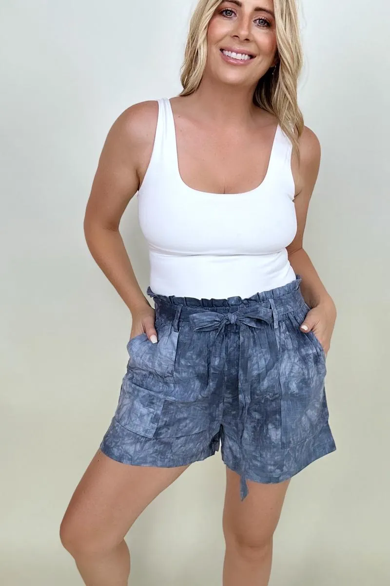 Tie Dye Casual Shorts With Belt