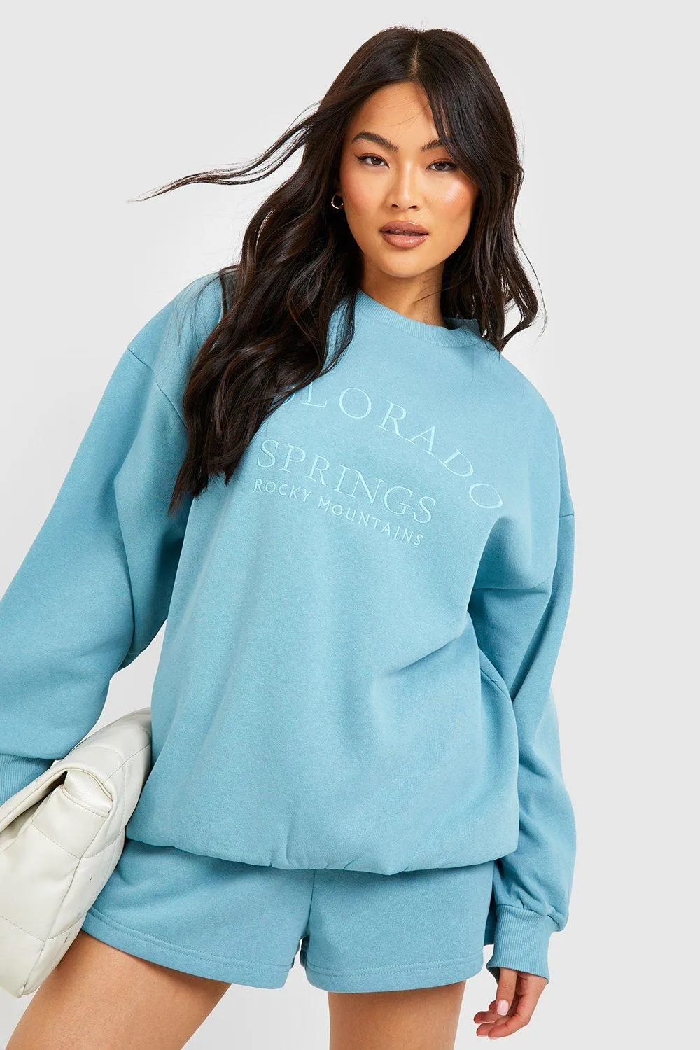 Tonal Embroidered Sweater Short Tracksuit