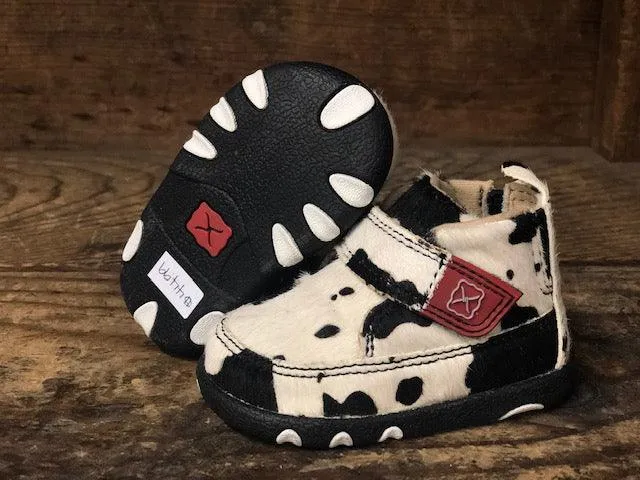 Twisted X Infant and Toddler Hair On Cow Print Chukka Driving Mocs ICA0013