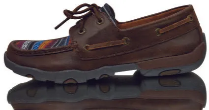 Twisted X Ladies Casual Driving Brown/ Serape Lace Up Moc - ON SALE