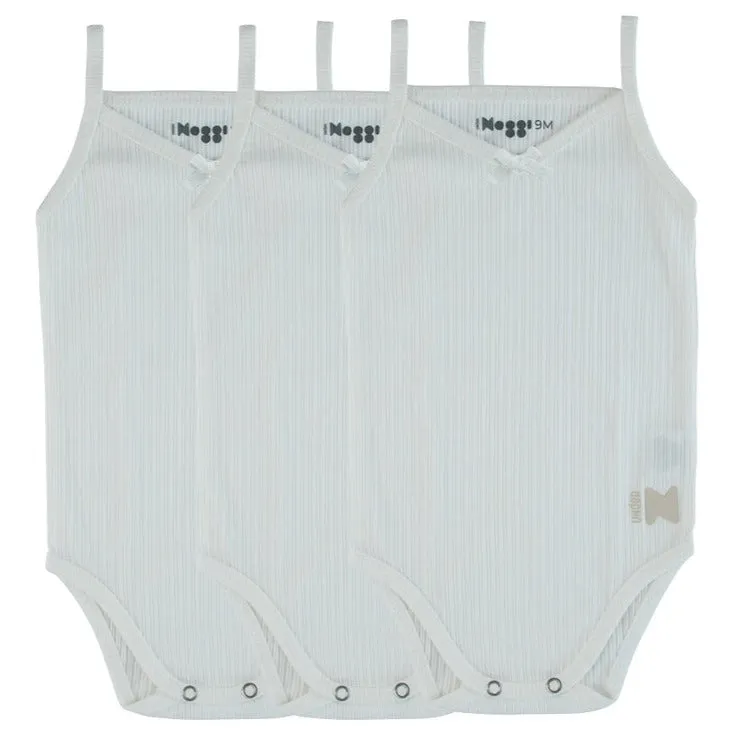 UnderNoggi White Ribbed Baby Undershirt- Girl