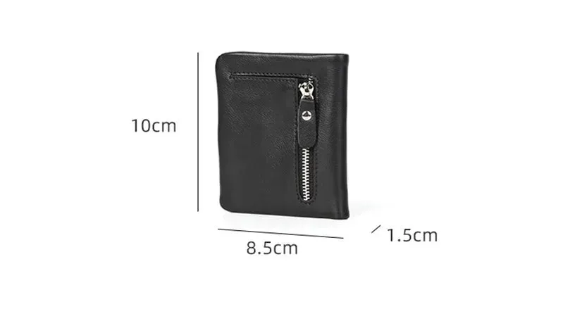 Unisex Black Luxury Casual Real Cowhide Leather Minimalist Wallet