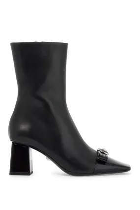 Versace Gianni Ribbon Leather Ankle Boots With   Black