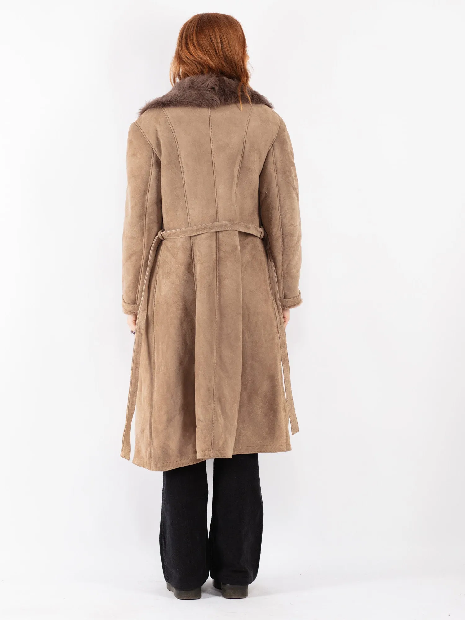 Vintage 70's Women Sheepskin Coat in Beige