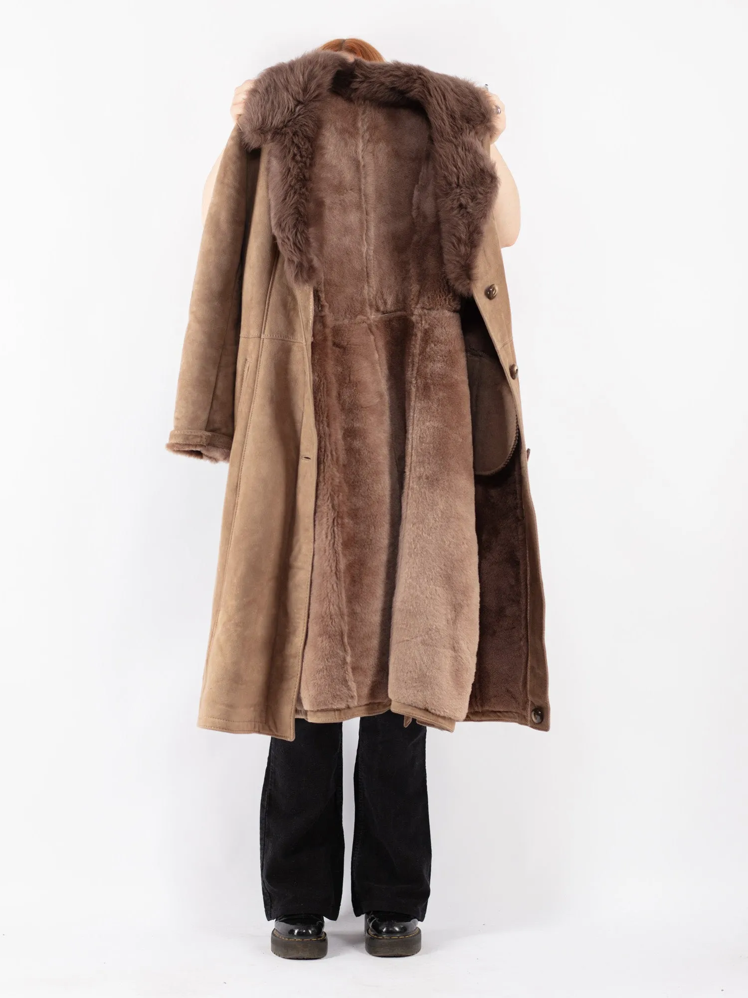 Vintage 70's Women Sheepskin Coat in Beige