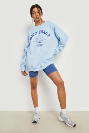 West Coast Slogan Printed Oversized Sweater