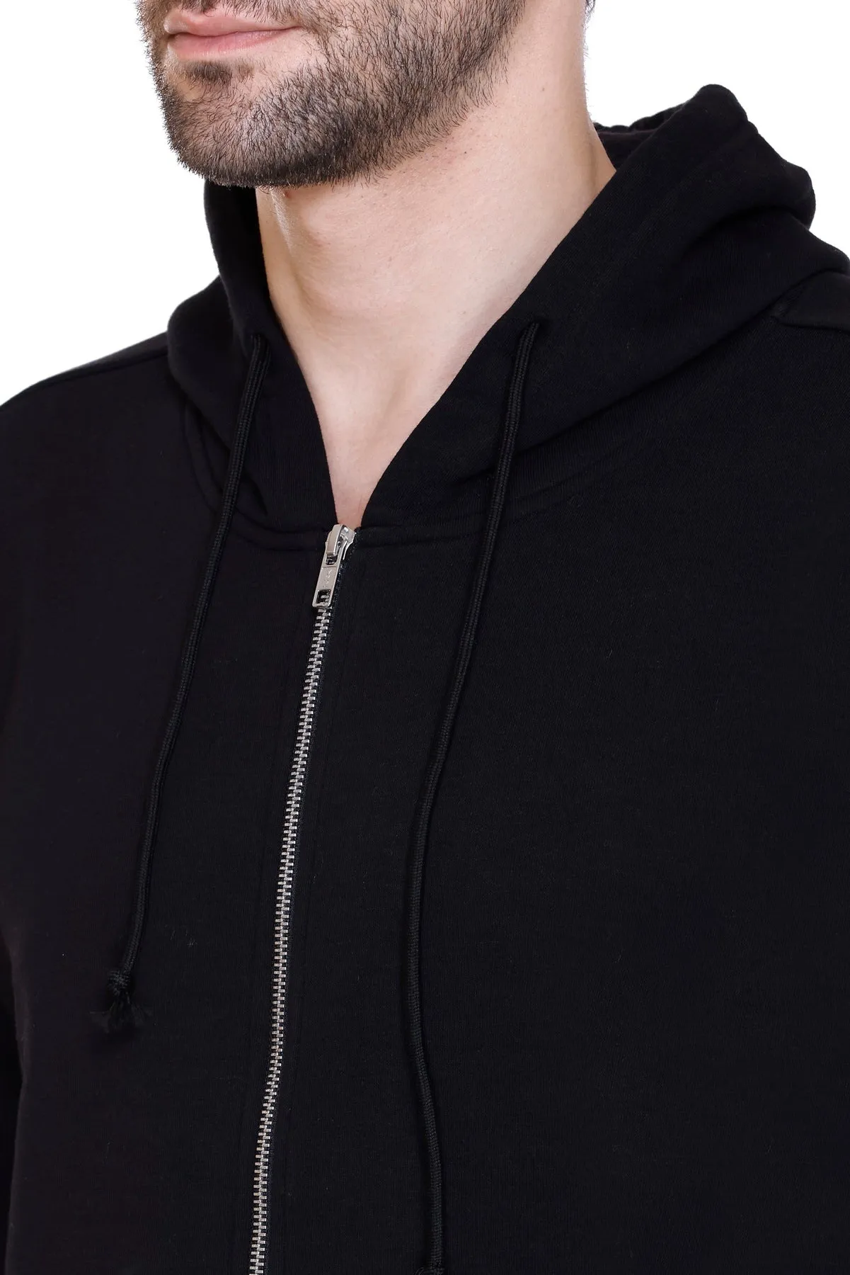 Zipper Hooded Jacket (Unisex) Black -50/50 Fleece