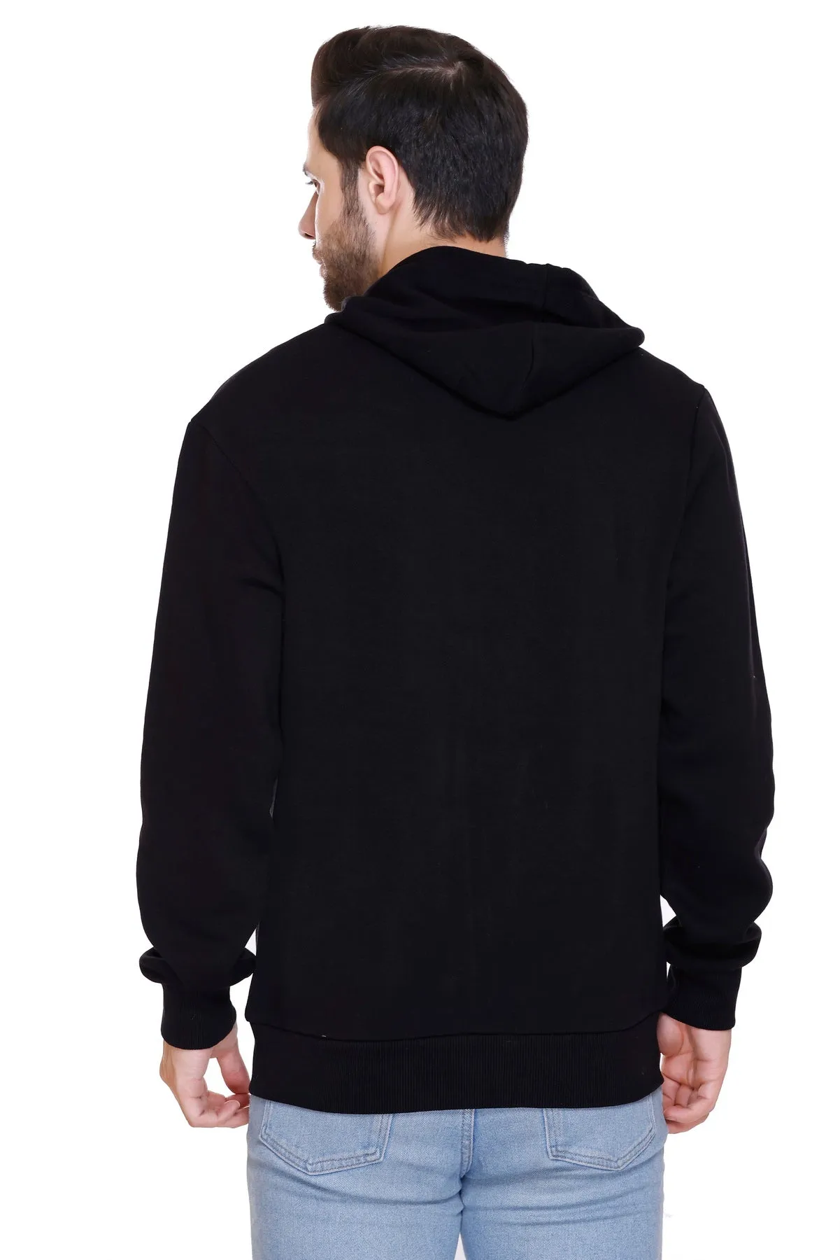 Zipper Hooded Jacket (Unisex) Black -50/50 Fleece